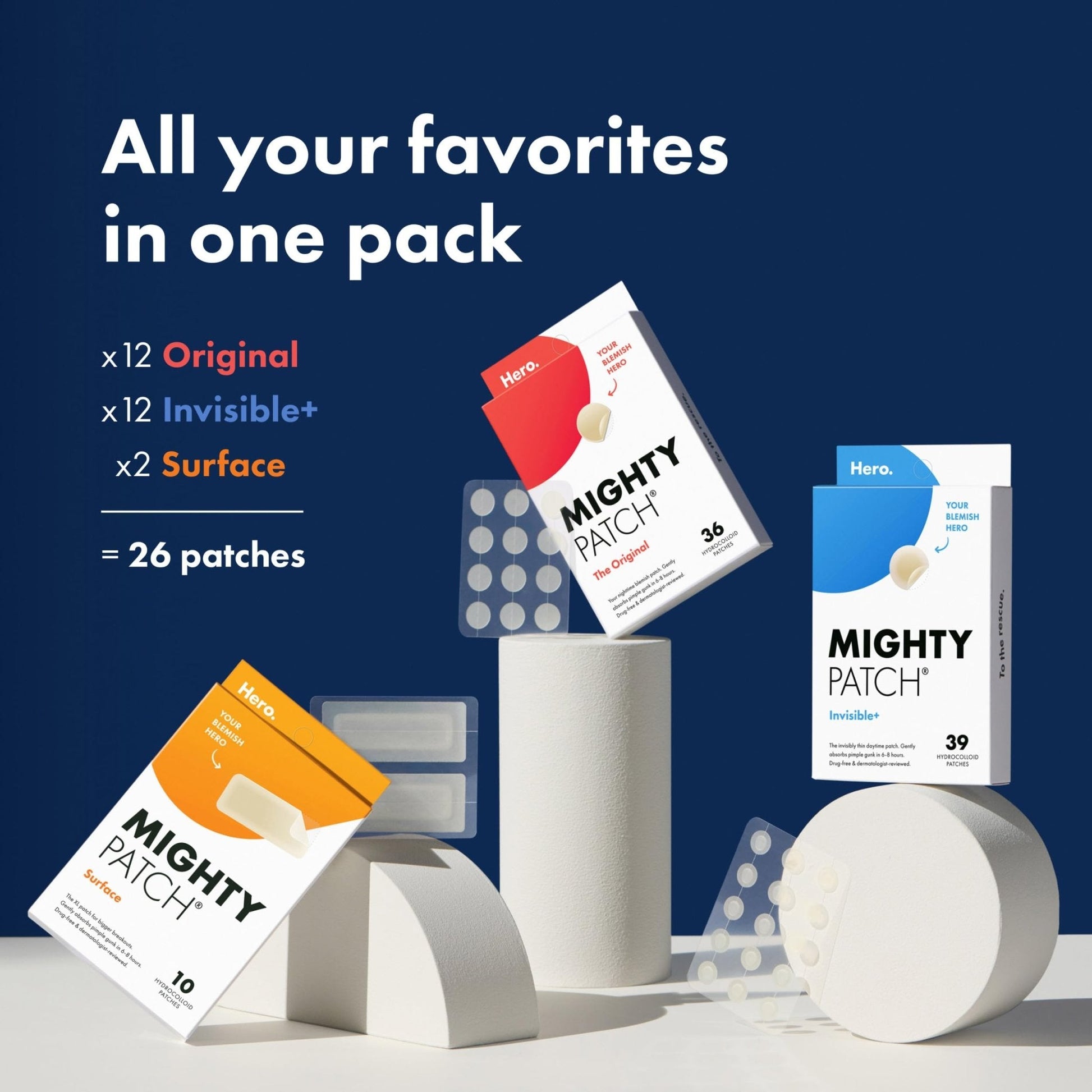 Mighty Patch™ Variety Pack from Hero Cosmetics - Hydrocolloid Acne Pimple Patches for Covering Zits and Blemishes - PrimeBioHealth - canada supplements