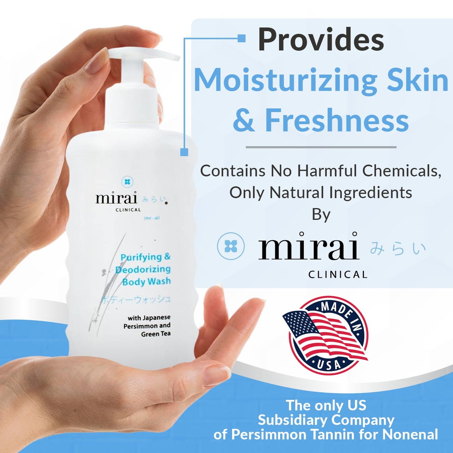 Mirai Clinical Body Wash for Strong Body Odor - Renewing Body Purifying & Deodorizing with Natural Persimmon & Green Tea Extracts - PrimeBioHealth - canada supplements