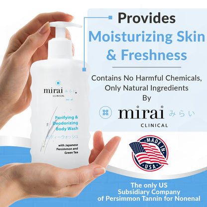 Mirai Clinical Body Wash for Strong Body Odor - Renewing Body Purifying & Deodorizing with Natural Persimmon & Green Tea Extracts - PrimeBioHealth - canada supplements