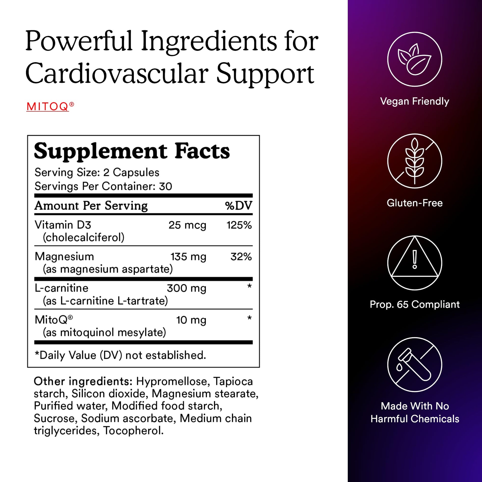 MitoQ +Heart Advanced CoQ10 Antioxidant - Heart Health Supplement with L-Carnitine, Magnesium, & Vitamin D3 - Supports Cardiovascular Health, Blood Flow, and Cellular Energy (60 Capsules) - PrimeBioHealth - canada supplements