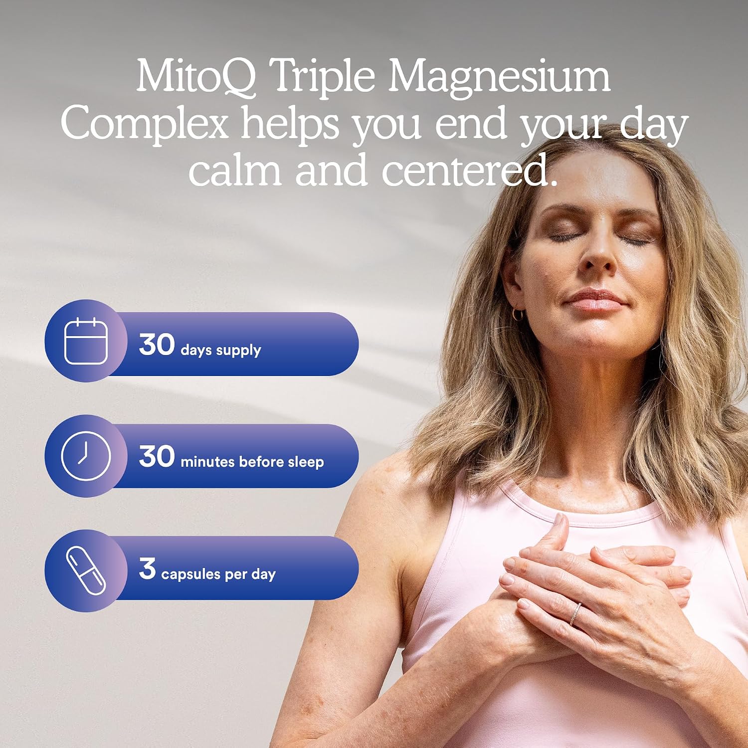 MitoQ Triple Magnesium Complex - Magnesium Glycinate, Taurinate, and Oxide with GABA for Heart Health, Stress Management, and Deeper Sleep - High Absorption Relaxation Supplement (90 Capsules) - PrimeBioHealth - canada supplements