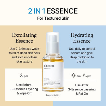 mixsoon Bean Essence Exfoliating, Snail Mucin Moisturizer for Hydrating, Fermented Bean Extract, Gentle Formula - PrimeBioHealth - canada supplements