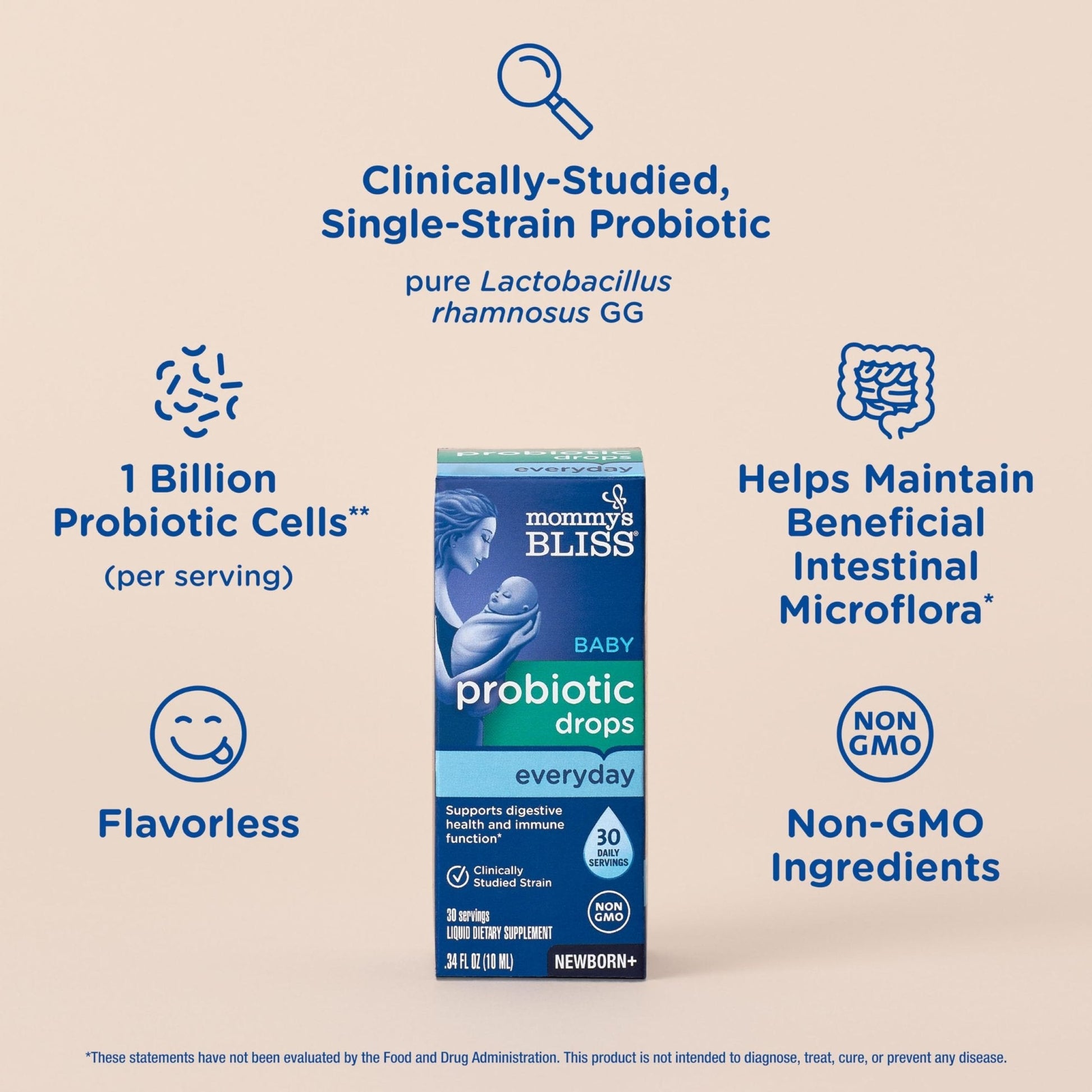 Mommy's Bliss Baby Probiotic Drops Everyday - Gas, Constipation, Colic Symptom Relief - Newborns & Up - PrimeBioHealth - canada supplements