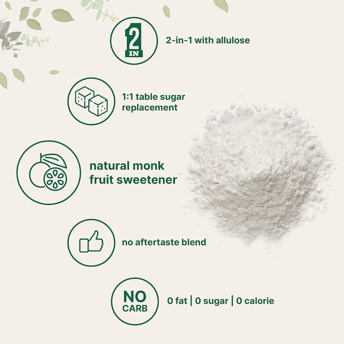 Monk Fruit Sweetener with Allulose, 2 lbs | No Erythritol | No Aftertaste, 1:1 White Sugar Substitute, Keto & Vegan Friendly, Zero Calorie | Great for Drinks, Coffee, Tea, Cookies | Non-GMO - PrimeBioHealth - canada supplements