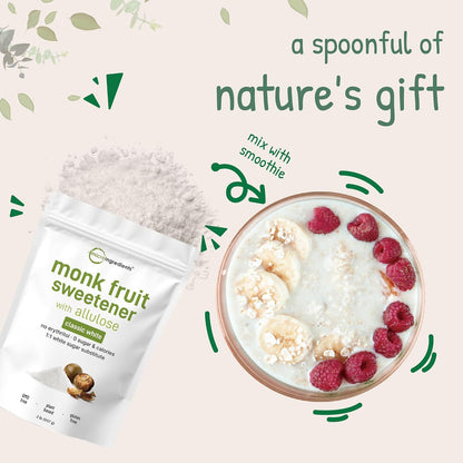 Monk Fruit Sweetener with Allulose, 2 lbs | No Erythritol | No Aftertaste, 1:1 White Sugar Substitute, Keto & Vegan Friendly, Zero Calorie | Great for Drinks, Coffee, Tea, Cookies | Non-GMO - PrimeBioHealth - canada supplements