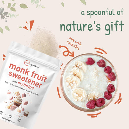 Monk Fruit Sweetener with Erythritol Granules, 4 Pounds, No After Taste, 1:1 White Sugar Substitute, Keto Diet Friendly, Zero Calorie, Natural Sweetener for Drinks, Coffee, Tea, Cookies, No-GMO, Vegan - PrimeBioHealth - canada supplements