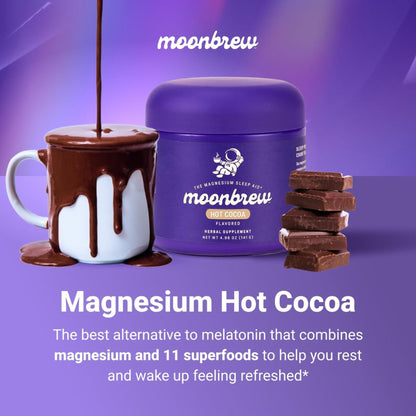 MoonBrew Nighttime Magnesium Hot Cocoa Jar, Natural Sleep Aid Drink Mix for Adults - Calming Melatonin-Free Sleep Support - Sleepy Hot Chocolate Powder with L-Theanine, - PrimeBioHealth - canada supplements