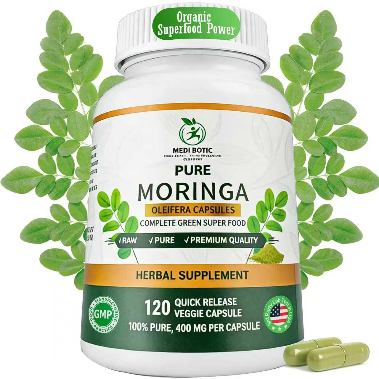 Moringa Capsules, Moringa Pure Capsules For Energy, Immune Support, Gut Health & Powerful Green Superfood, Rich In Antioxidants, Essential Vitamins & Amino Acids - PrimeBioHealth - canada supplements