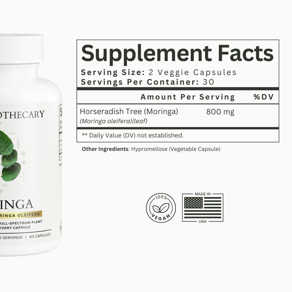 Moringa Oleifera Capsules 800mg - Pure Leaf Powder Superfood with Antioxidants Vitamins Minerals Amino Acids - Energy Immune Support Green Supplement for Men Women - PrimeBioHealth - canada supplements