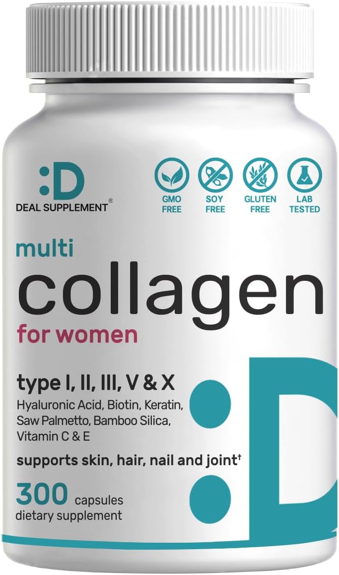 Multi Collagen Pills for Women & Men with Vitamin C, E & Biotin, 300 Capsules – Type I, II, III, V, X Hydrolyzed Collagen Peptides – 11 in 1 Formula with Saw Palmetto, Bamboo Silica, & Hyaluronic Acid - PrimeBioHealth - canada supplements