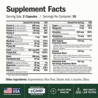 Multivitamin for Men with Methylated Vitamins and Chelated Minerals for Energy, Focus and Immune Health – Premium Daily Mens - PrimeBioHealth - canada supplements
