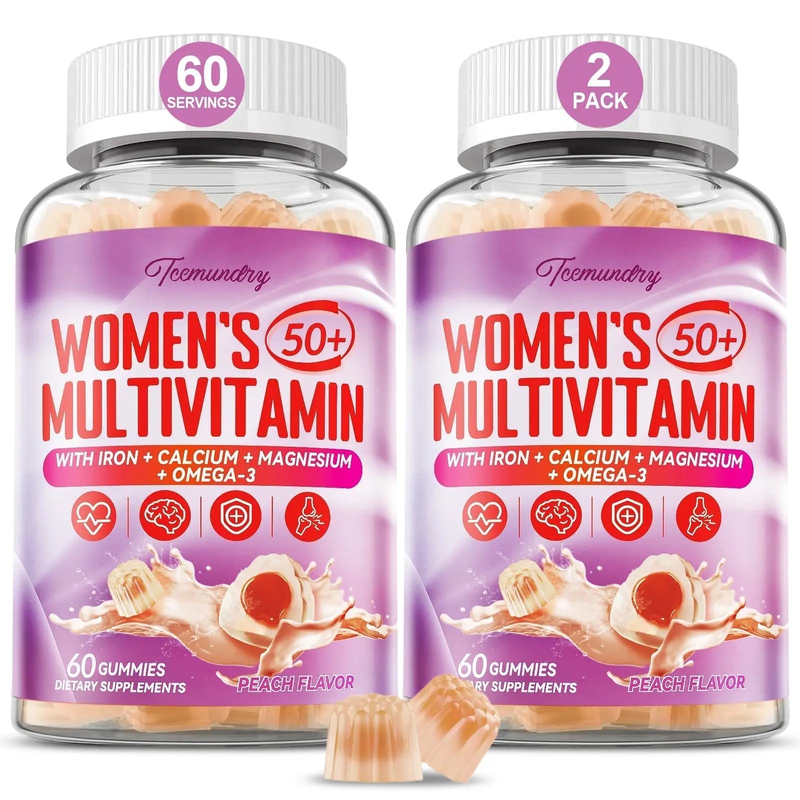 Multivitamin Gummies for Women 50 Plus - with Omega 3, Coenzyme Q10, Iron, Calcium, Zinc, Vitamin A, C, D3, E, K2, B Complex, Folate - PrimeBioHealth - canada supplements