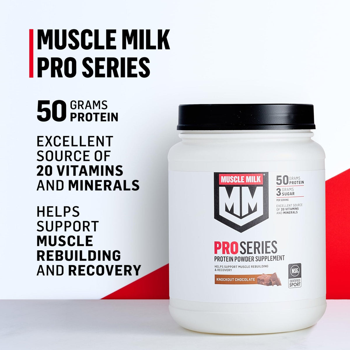 Muscle Milk Pro Series Protein Powder Supplement, Slammin' Strawberry, 2 Pound, 11 Servings, 50g Protein, 3g Sugar, 20 Vitamins & Minerals, NSF Certified for Sport, Packaging May Vary - PrimeBioHealth - canada supplements