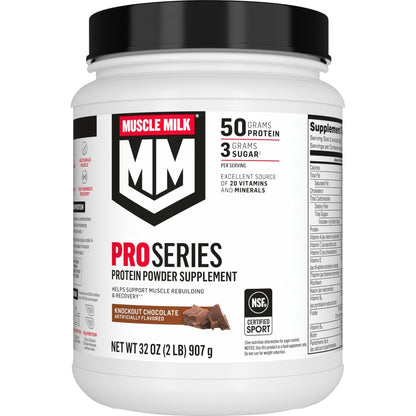 Muscle Milk Pro Series Protein Powder Supplement,Knockout Chocolate,2 Pound,11 Servings,50g Protein,3g Sugar,20 Vitamins & Minerals,NSF Certified for Sport,Workout Recovery,Packaging May Vary - PrimeBioHealth - canada supplements