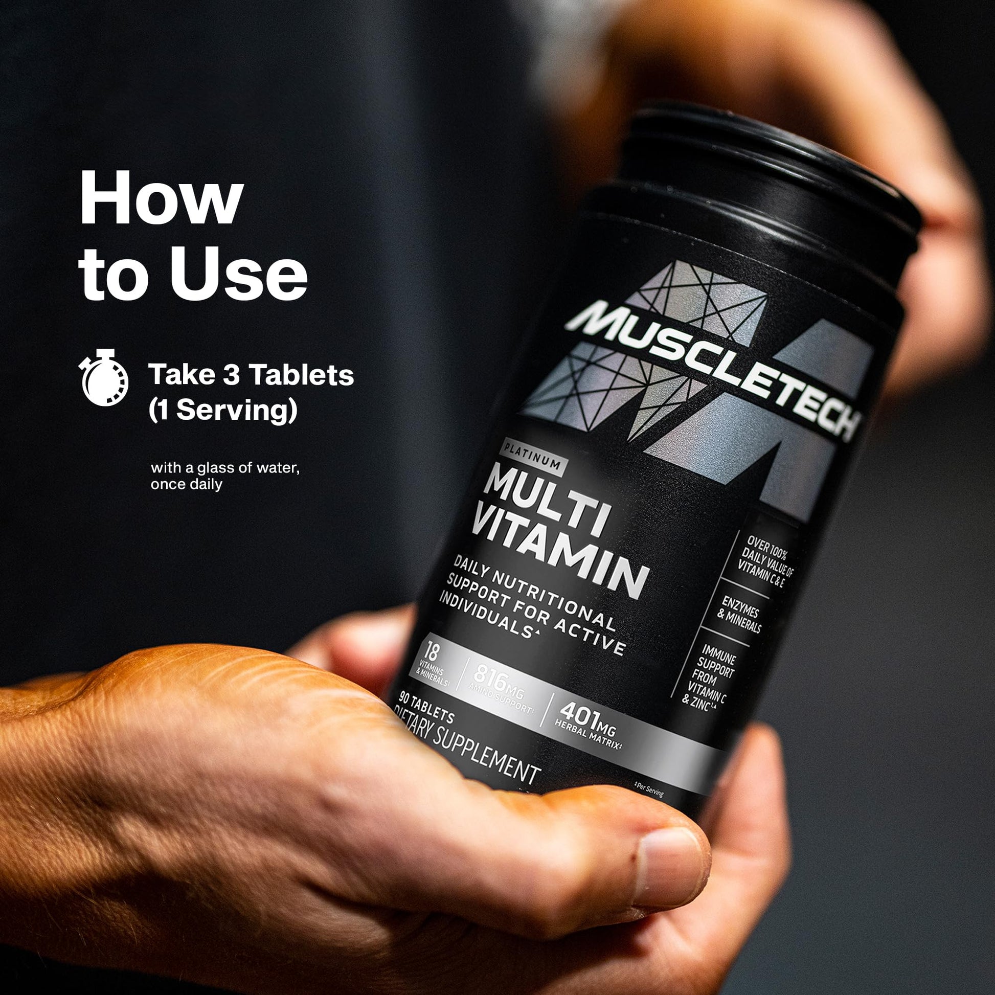 MuscleTech Platinum Multivitamins for Men & Women - Multi-Vitamin Supplement for Immune Support - 18 Vitamins & Minerals, Vitamin A C D E B6 B12 - PrimeBioHealth - canada supplements