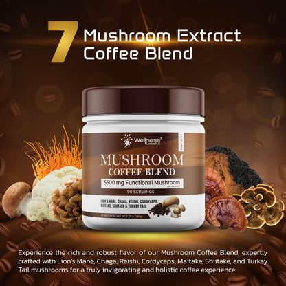 Mushroom Coffee, 90 Servings Organic Mushrooms Instant Coffea, Great Tasting Colombian Keto Coffee, 7 Superfood Mishrooms Lions Mane, Chaga, Reishi, Cordyceps, Maitake, Shiitake, and Turkey Tail - PrimeBioHealth - canada supplements