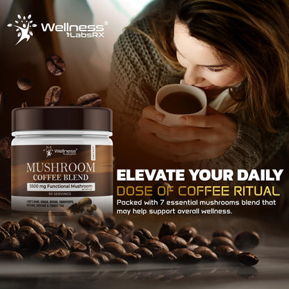 Mushroom Coffee, 90 Servings Organic Mushrooms Instant Coffea, Great Tasting Colombian Keto Coffee, 7 Superfood Mishrooms Lions Mane, Chaga, Reishi, Cordyceps, Maitake, Shiitake, and Turkey Tail - PrimeBioHealth - canada supplements