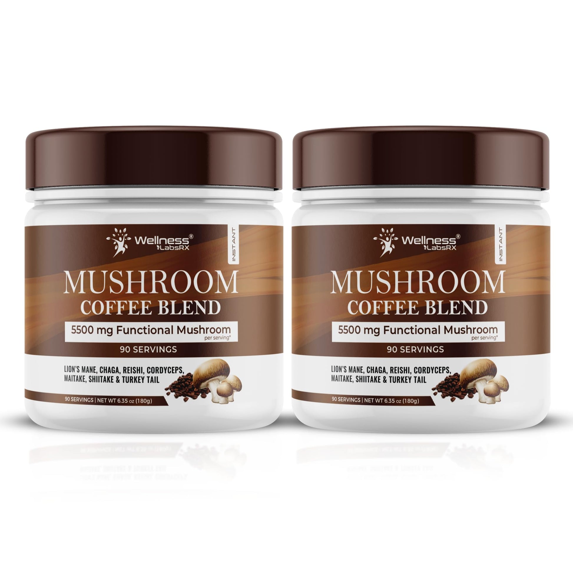 Mushroom Coffee, 90 Servings Organic Mushrooms Instant Coffea, Great Tasting Colombian Keto Coffee, 7 Superfood Mishrooms Lions Mane, Chaga, Reishi, Cordyceps, Maitake, Shiitake, and Turkey Tail - PrimeBioHealth - canada supplements