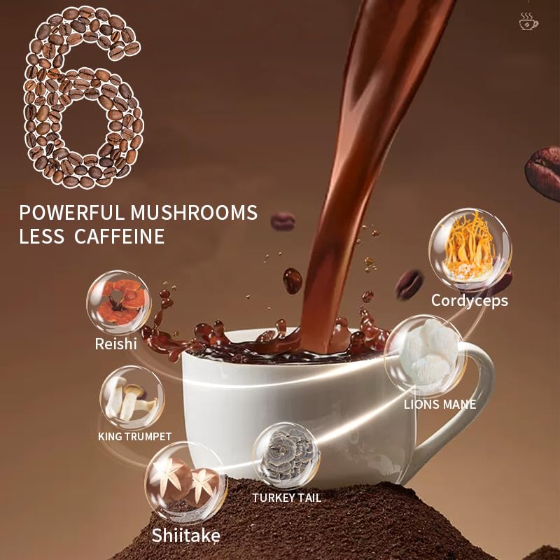 Mushroom Coffee, Instant Mushroom Coffee with Cordyceps, Reishi, King Trumpet, Shiitake, Turkey Tail, Lions Mane for Energy - PrimeBioHealth - canada supplements