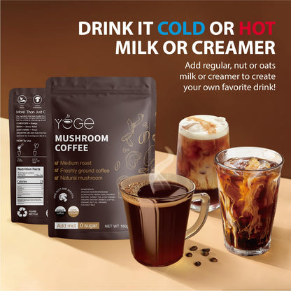 Mushroom Coffee, Instant Mushroom Coffee with Cordyceps, Reishi, King Trumpet, Shiitake, Turkey Tail, Lions Mane for Energy - PrimeBioHealth - canada supplements