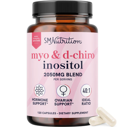 Myo-Inositol & D-Chiro Inositol for Hormone Balance for Women | Fertility, Ovarian Health & Cycle Support | Ideal 40:1 Ratio, Myoinositol 2000mg & D Chiro 50mg - PrimeBioHealth - canada supplements