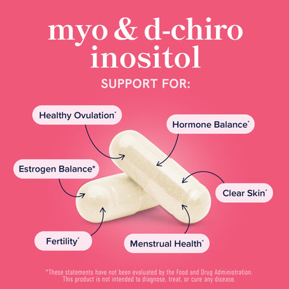 Myo-Inositol & D-Chiro Inositol for Hormone Balance for Women | Fertility, Ovarian Health & Cycle Support | Ideal 40:1 Ratio, Myoinositol 2000mg & D Chiro 50mg - PrimeBioHealth - canada supplements