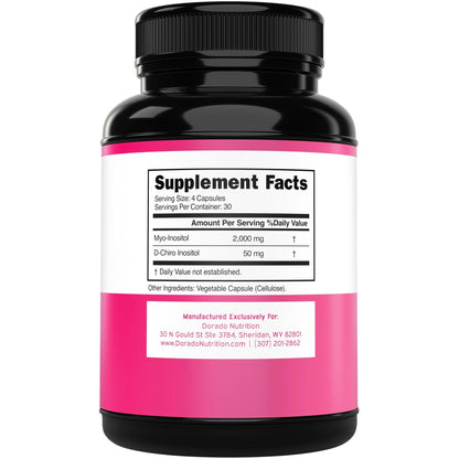 Myo-Inositol & D-Chiro Inositol Supplement For Women (120 Capsules, 2050mg Per Serving Ideal 40:1 Ratio Myo Inositol) Hormone Balance for Women - Third Party Tested - PrimeBioHealth - canada supplements