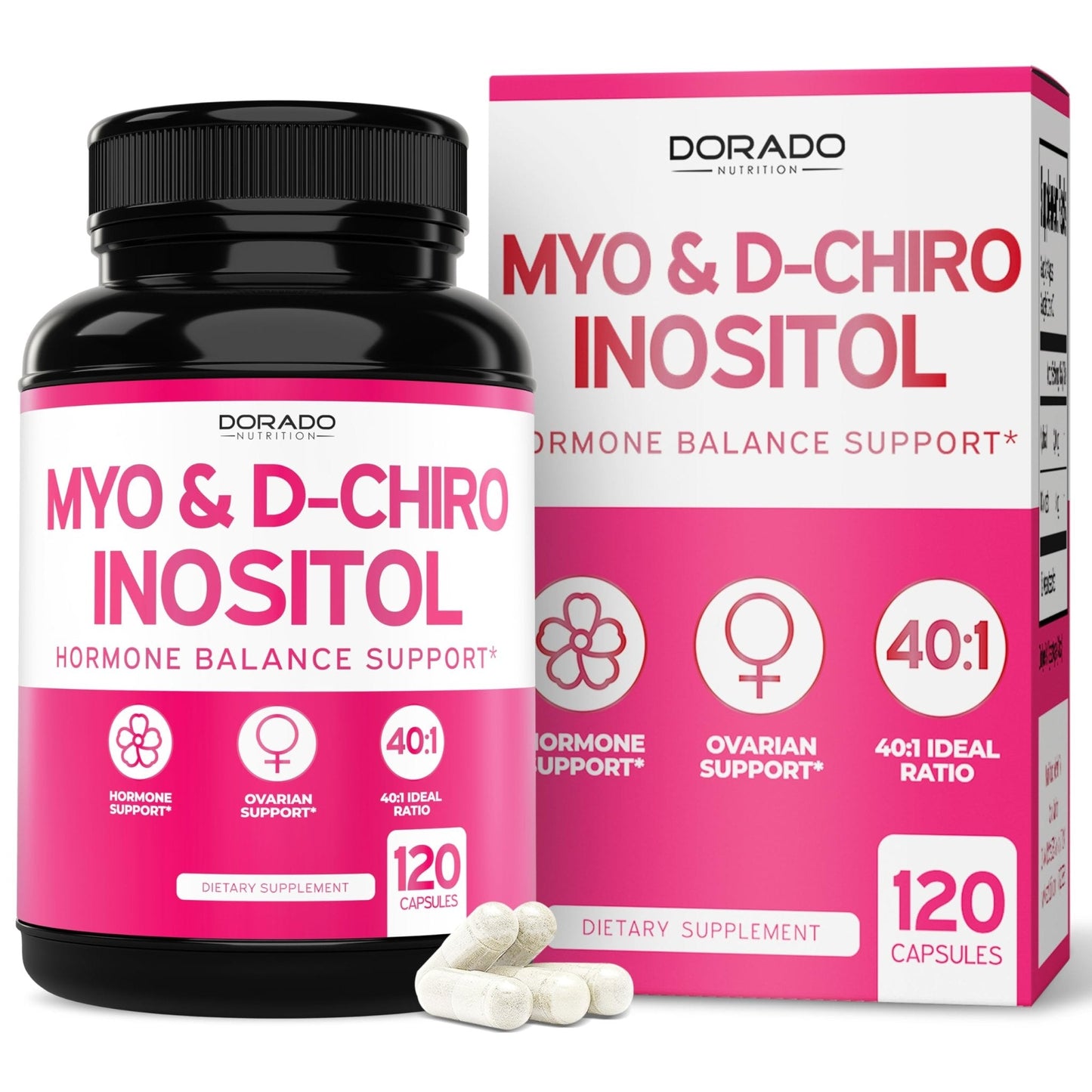 Myo-Inositol & D-Chiro Inositol Supplement For Women (120 Capsules, 2050mg Per Serving Ideal 40:1 Ratio Myo Inositol) Hormone Balance for Women - Third Party Tested - PrimeBioHealth - canada supplements