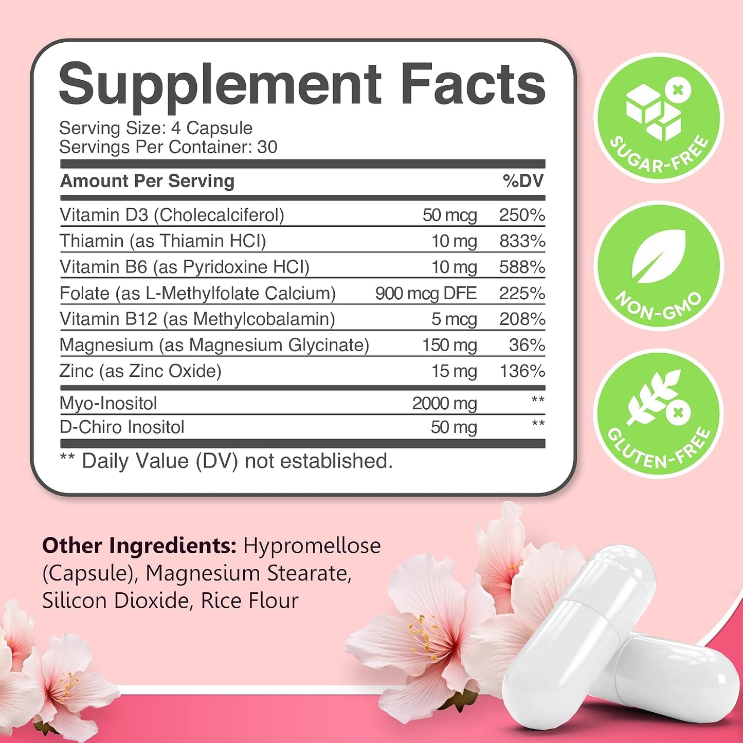 Myo-Inositol & D-Chiro Inositol Supplement for Women 120ct Ideal 40:1 Ratio - PrimeBioHealth - canada supplements