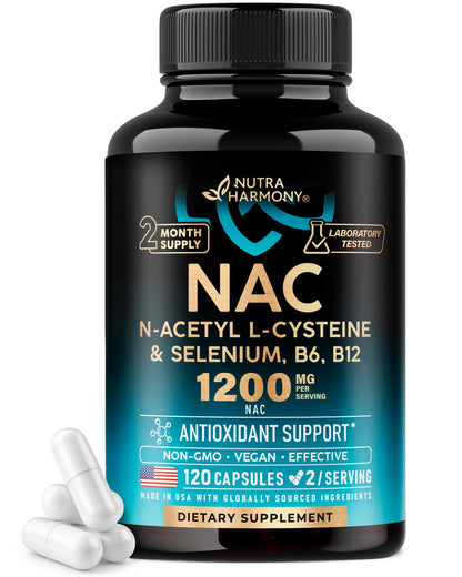 NAC Supplement | Selenium | B6 | B12 - Antioxidant, Immune Support - N Acetyl Cysteine 600 mg per Capsule, 1200 mg per Serving - Made in USA - Non-GMO, Gluten-Free - PrimeBioHealth - canada supplements