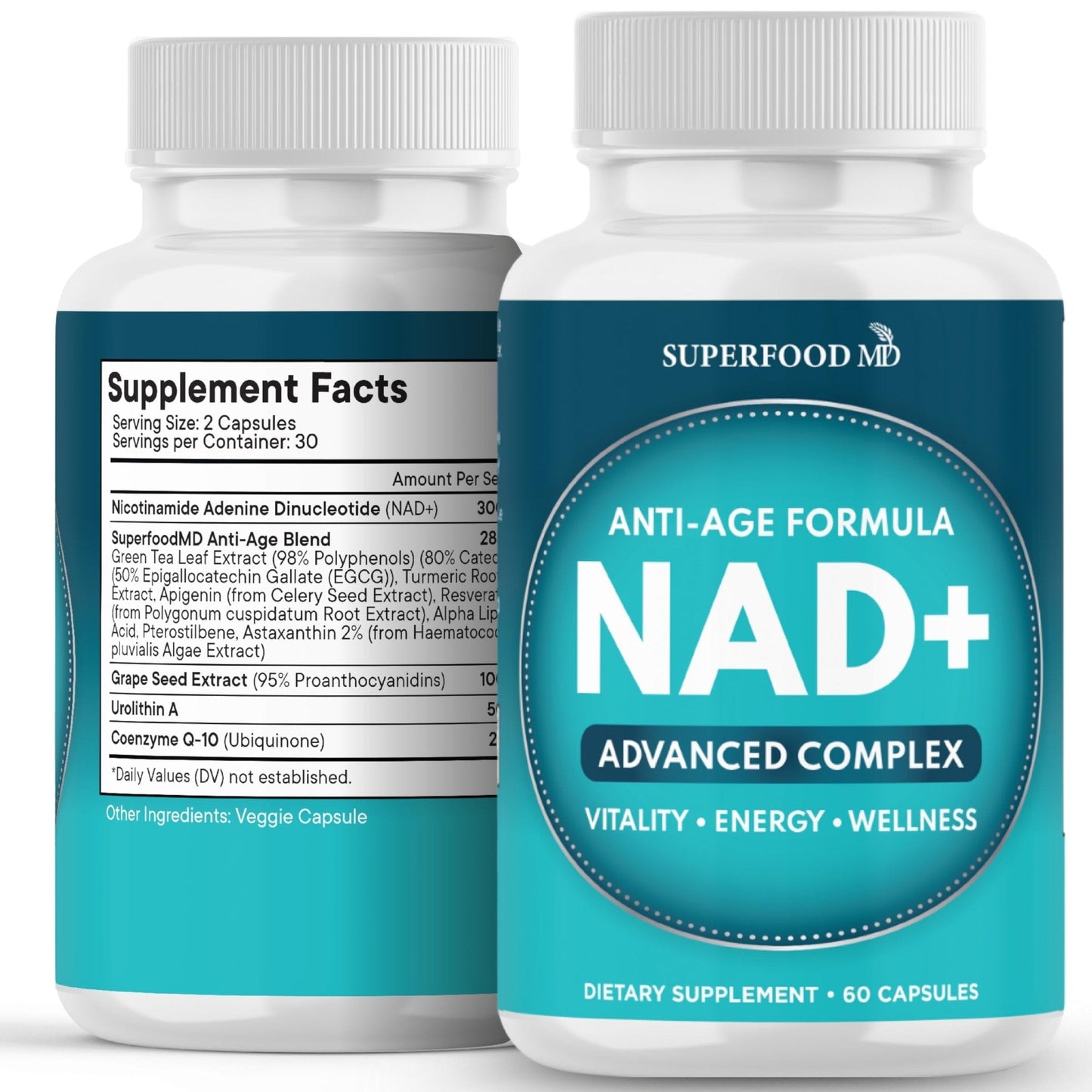 NAD+ Supplement Liposomal + Resveratrol for Women & Men, Astaxanthin, CoQ10, Alpha Lipoic Acid, Green Tea - 120 Count - PrimeBioHealth - canada supplements