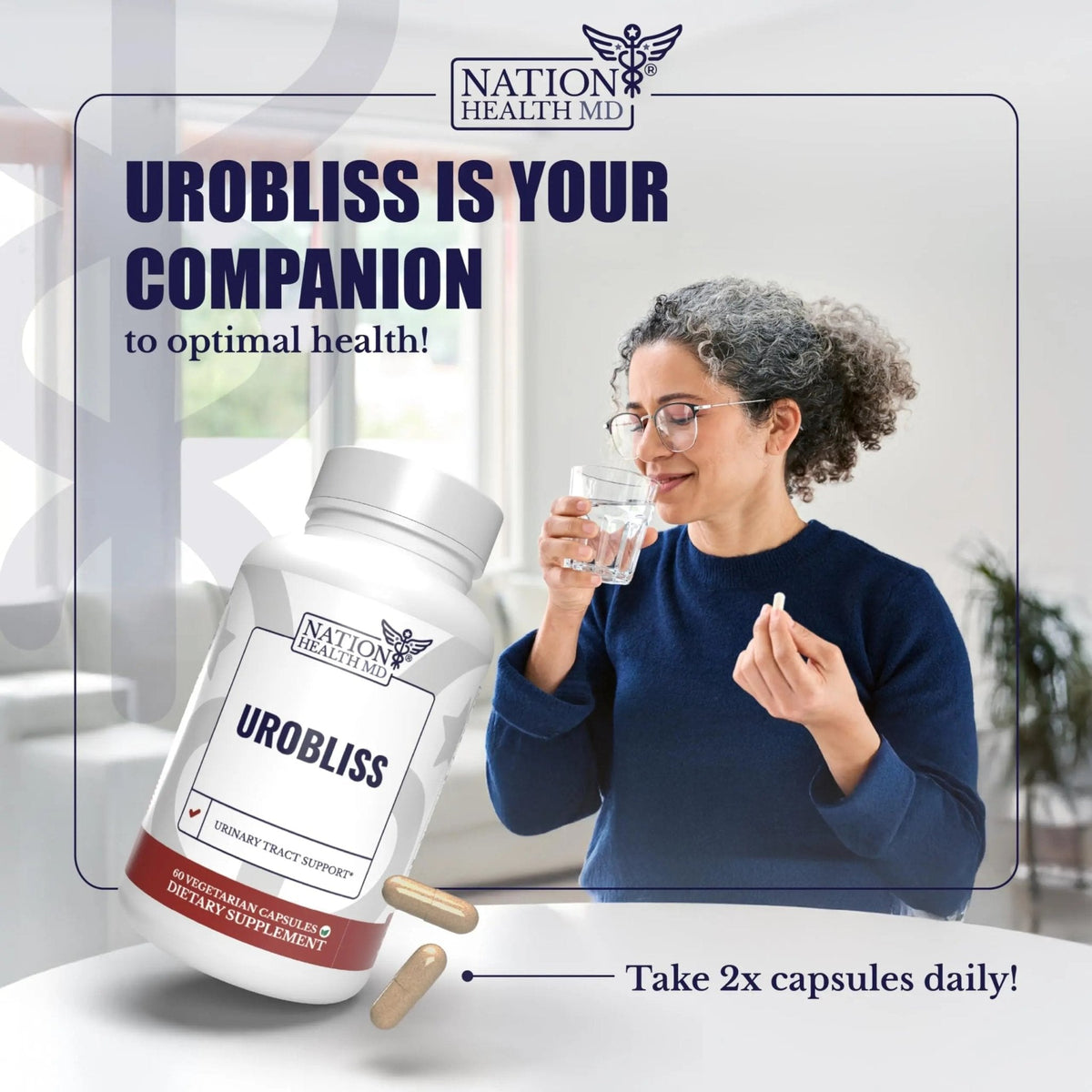NATION HEALTH MD UroBliss Formula for Urinary Tract Support - D Mannose 1000mg Capsules with Cranberry Extract for Feminine Care and UTI-Health, 60 Capsules - PrimeBioHealth - canada supplements
