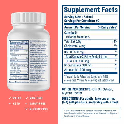 NativePath Antarctic Krill Oil - Wild-Caught Omega 3 Krill Oil 500mg Softgels with EPA, DHA and Astaxanthin - Supplement for Joint, Hear - PrimeBioHealth - canada supplements