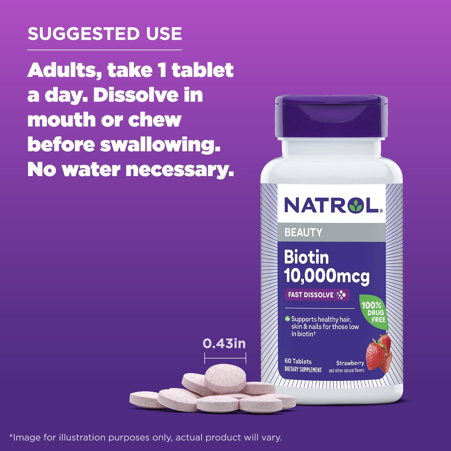 Natrol Biotin 10000mcg, 4X Faster Dissolve Supplement for Healthy Hair, Skin and Nails for Those Low in Biotin, Plus Energy Metabolism Support - PrimeBioHealth - canada supplements