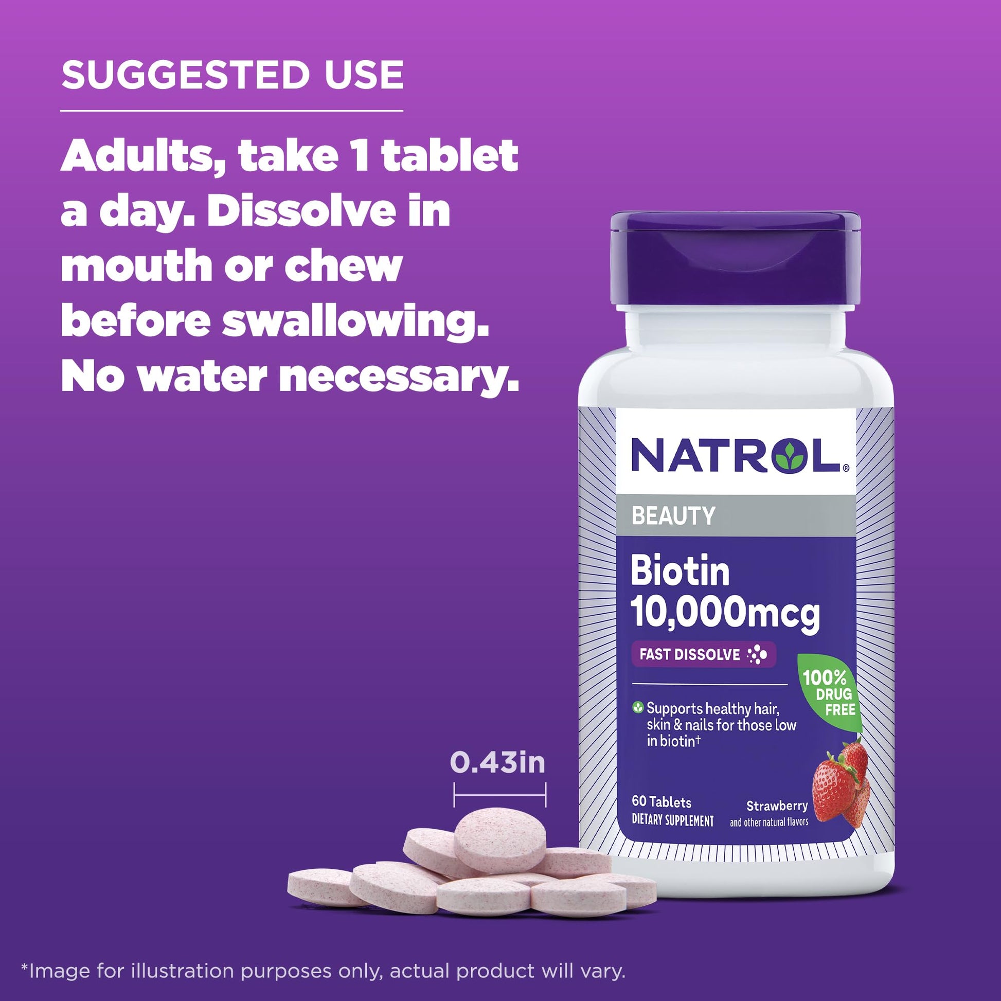 Natrol Biotin 10000mcg, 4X Faster Dissolve Supplement for Healthy Hair, Skin and Nails for Those Low in Biotin, Plus Energy Metabolism Support - PrimeBioHealth - canada supplements