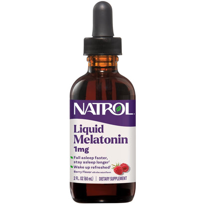 Natrol Liquid Melatonin 1 mg, Adult Melatonin Supplement to Fall Asleep Faster and Stay Asleep Longer, Wake Up Refreshed, - PrimeBioHealth - canada supplements