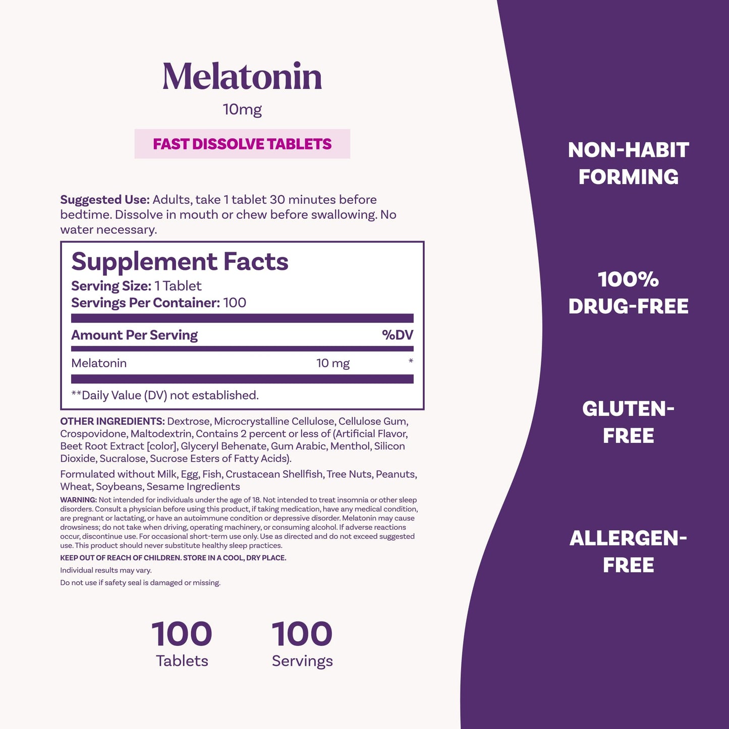 Natrol Melatonin 10mg Fast Dissolve Tablets - Strawberry Flavor, 100 Count, Sleep Support, Fast Dissolve Melatonin for Adults, 100-Day Supply - PrimeBioHealth - canada supplements