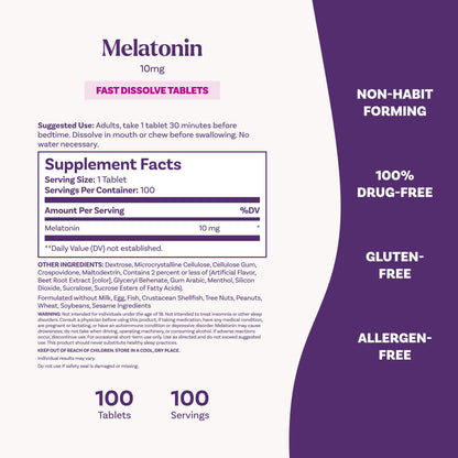 Natrol Melatonin 10mg Fast Dissolve Tablets - Strawberry Flavor, 100 Count, Sleep Support, Fast Dissolve Melatonin for Adults, 100-Day Supply - PrimeBioHealth - canada supplements