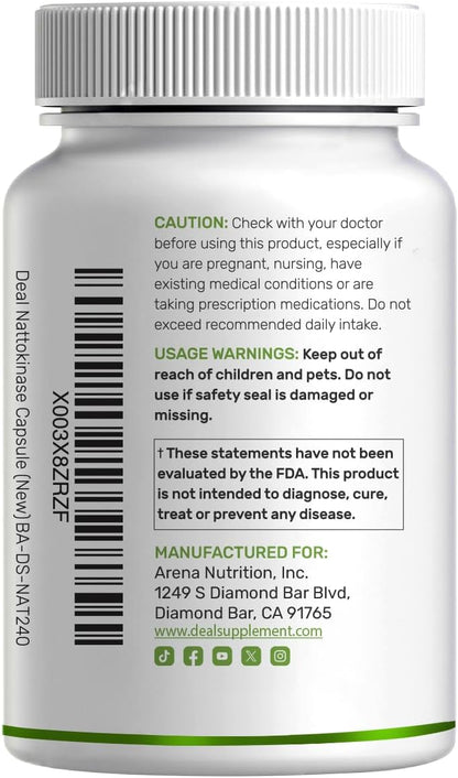 Nattokinase Supplement 4,000 FU Per Serving, 240 Veggie Capsules – Japanese Natto with Bromelain, Turmeric Curcumin & Black Pepper Complex – Digestive Enzymes & Heart Health – Non-GMO, Vegan - PrimeBioHealth - canada supplements