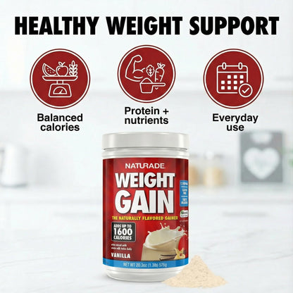 Naturade Weight Gain Nutrition Drink Mix for Healthy Weight Support, Balanced Calories with Protein, Vitamins & Minerals, Vanilla - 20.3 oz - PrimeBioHealth - canada supplements