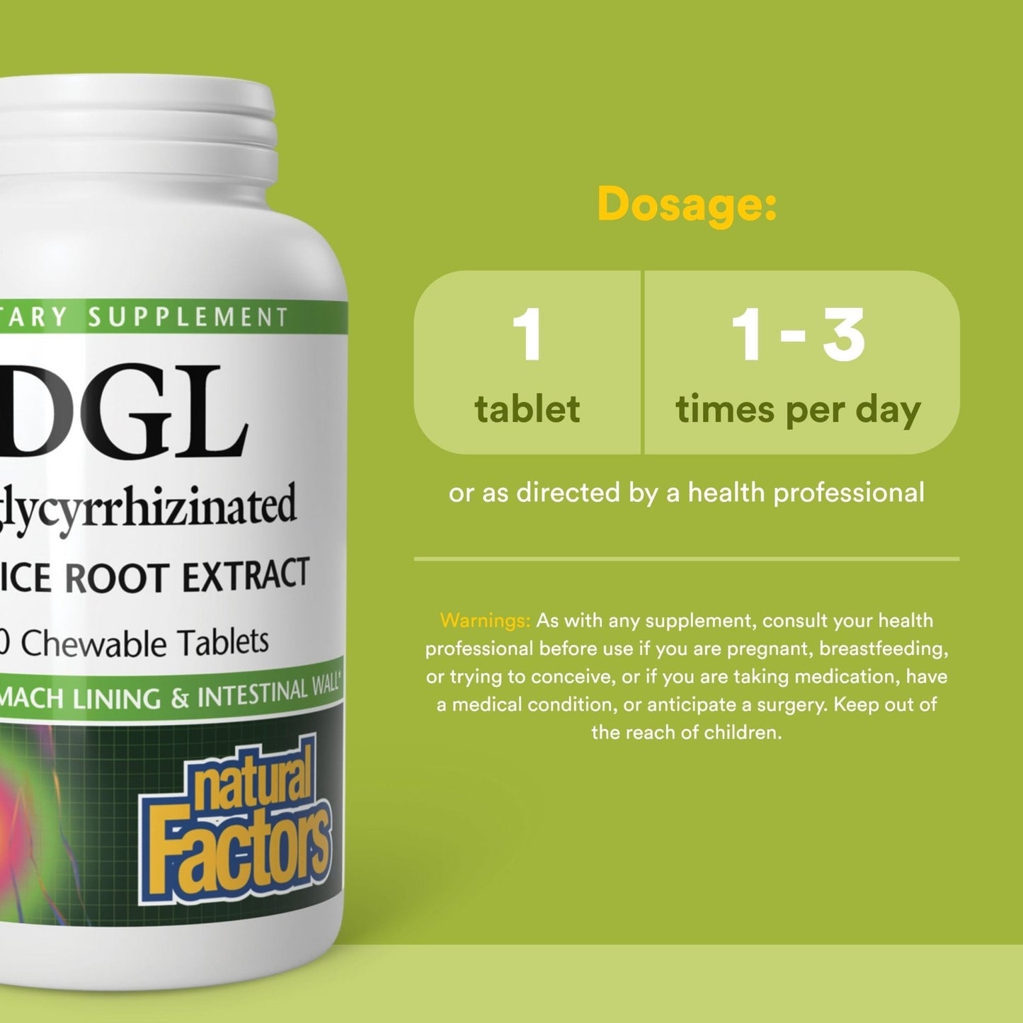 Natural Factors DGL Chewable - Digestive Support Supplement with Licorice Root Extract - Chewable Tablets Support Stomach Lining & Health - Non-GMO & Gluten-Free - PrimeBioHealth - canada supplements