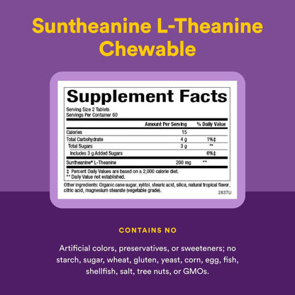 Natural Factors Suntheanine L-Theanine 100 mg - Health Supplement for Calm Outlook - L-Theanine Supplement Supports Relaxing Sleep & Aids Against Drowsiness - PrimeBioHealth - canada supplements