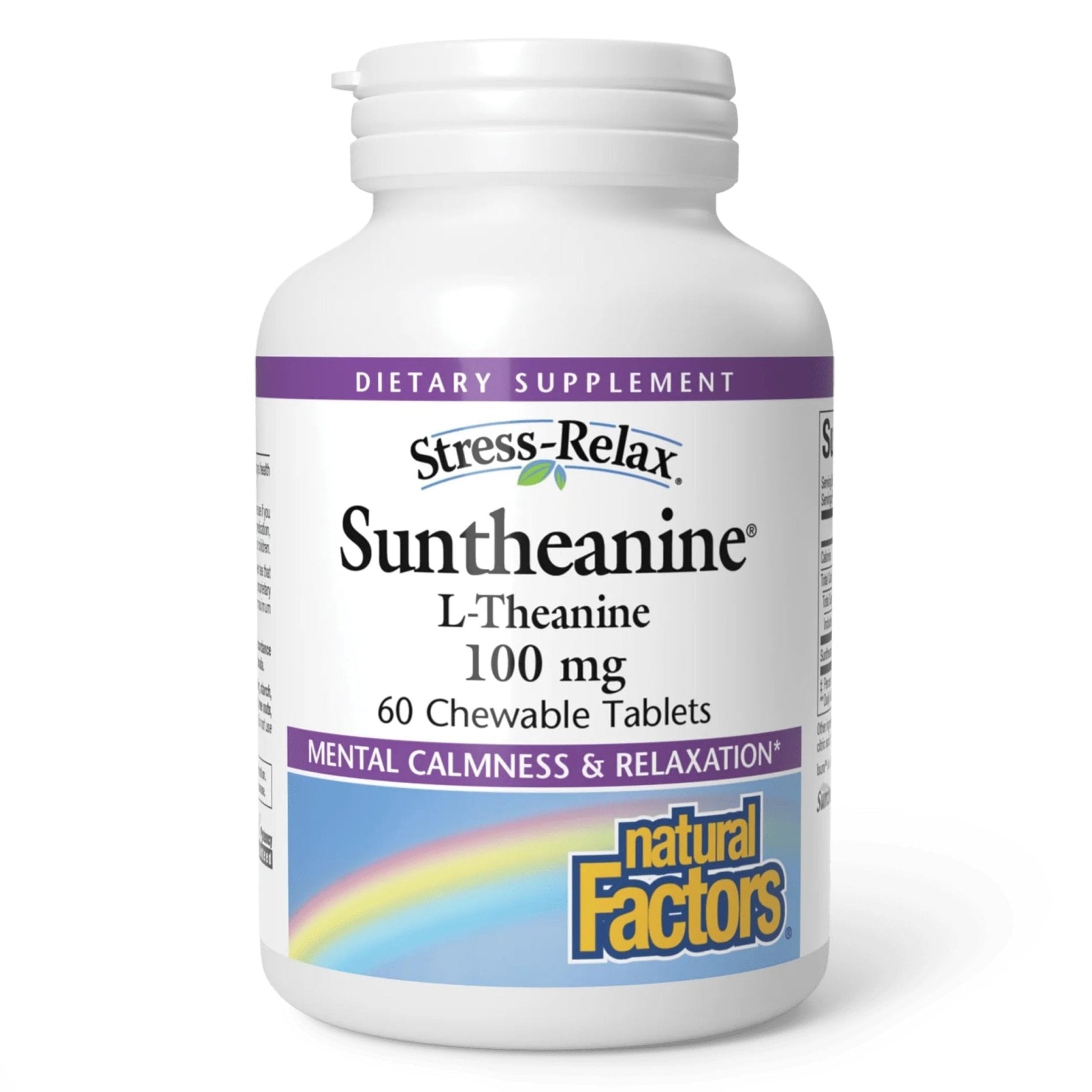 Natural Factors Suntheanine L-Theanine 100 mg - Health Supplement for Calm Outlook - L-Theanine Supplement Supports Relaxing Sleep & Aids Against Drowsiness - PrimeBioHealth - canada supplements