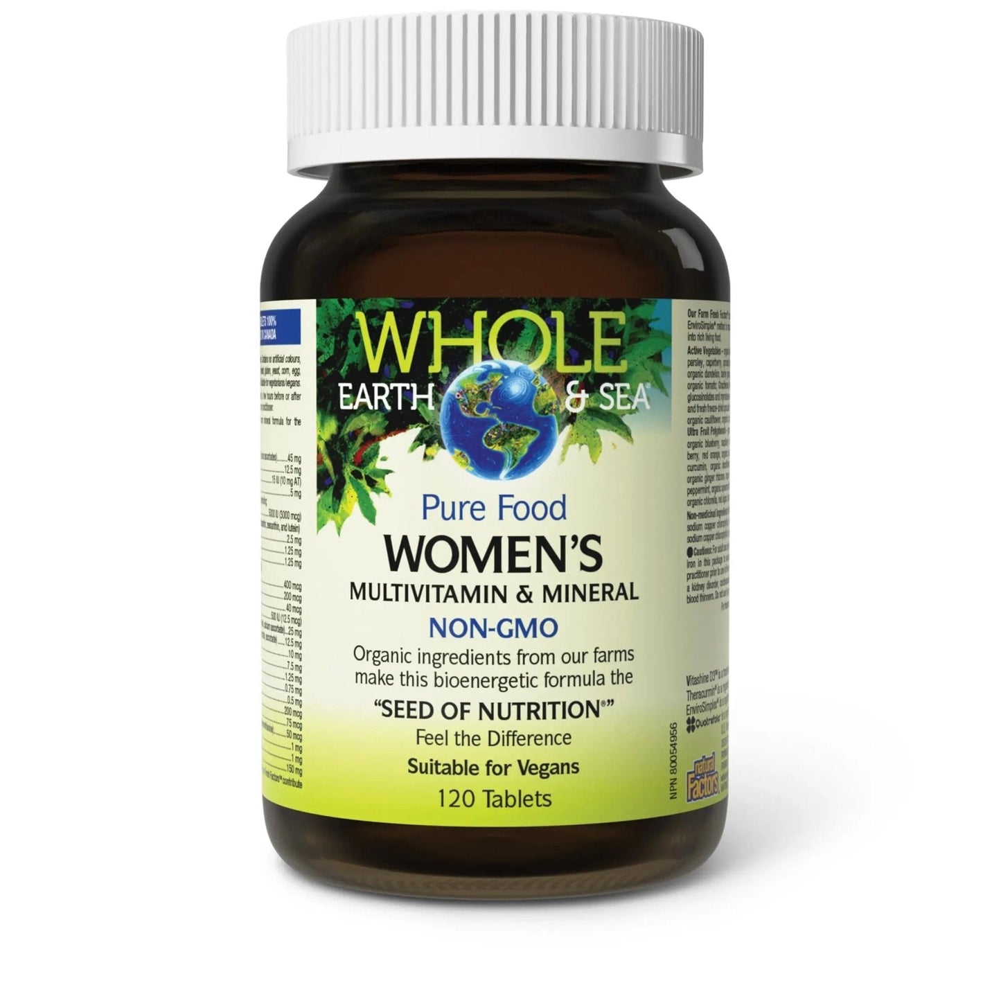 Natural Factors Whole Earth & Sea Women's Multivitamin & Mineral, Whole Food Supplement, Vegan, 120 Tablets - PrimeBioHealth - canada supplements