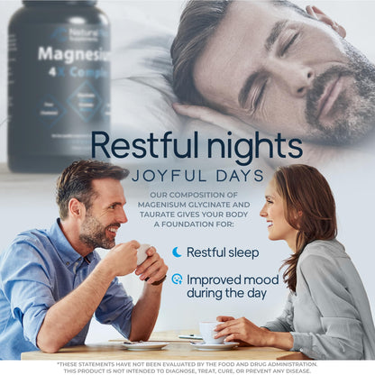 Natural Flow 4X Magnesium Supplement, Magnesium Glycinate, Taurate, Malate, Orotate Complex, Calm Sleep and Cramp Support Blend - PrimeBioHealth - canada supplements