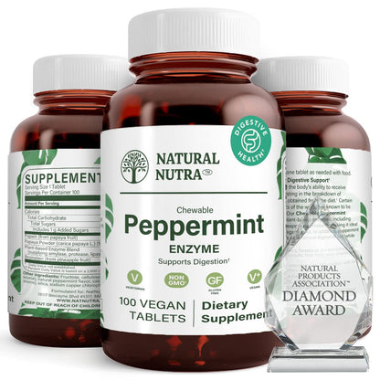Natural Nutra Chewable Peppermint Digestive Enzyme Supplement, Help to Relieve Gas, Indigestion, and Other Digestive discomforts, Stomach Calmness, Papaya (Papain) - PrimeBioHealth - canada supplements