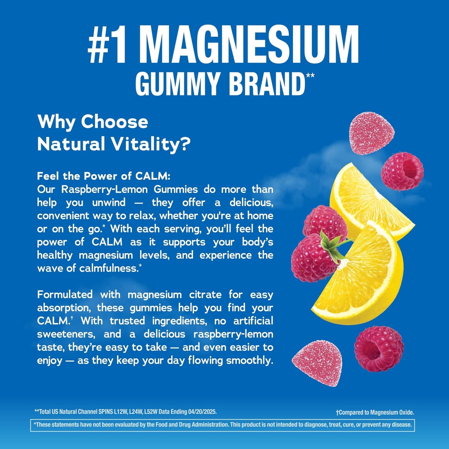 Natural Vitality Calm, Magnesium Citrate Supplement, Stress Relief Gummies, Supports a Healthy Response to Stress, Gluten Free - PrimeBioHealth - canada supplements