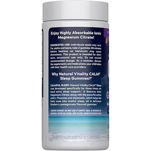 Natural Vitality SLEEP Gummies, Magnesium Supplement With Melatonin and L-Theanine, Vegan, Gluten Free, Helps the Body Ease Into Sleep - PrimeBioHealth - canada supplements
