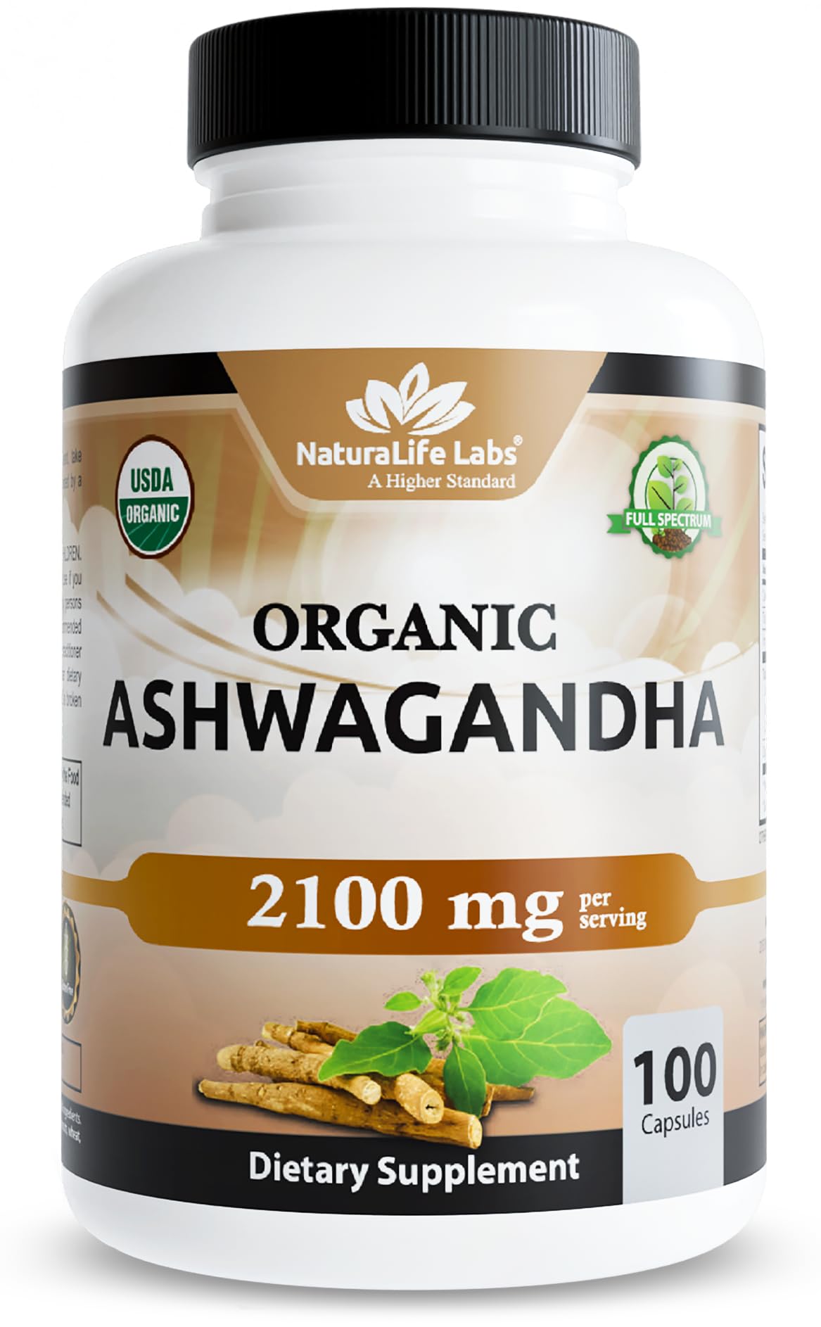 NaturaLife Labs Organic Ashwagandha 2100 mg per Serving – Herbal Supplement Root Powder & Extract – 100 Capsules – Vegan, Non-GMO, Gluten-Free - PrimeBioHealth - canada supplements