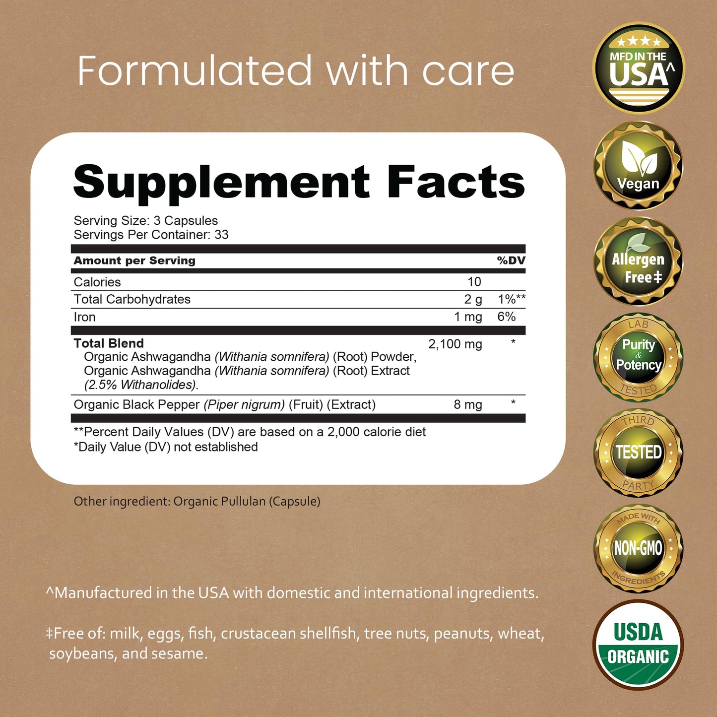 NaturaLife Labs Organic Ashwagandha 2100 mg per Serving – Herbal Supplement Root Powder & Extract – 100 Capsules – Vegan, Non-GMO, Gluten-Free - PrimeBioHealth - canada supplements
